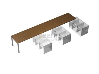 Мебель для персонала Рабочая станция (3х160) на 3-х опорных тумбах правых (БЕЗ ТУМБ) КВ 0115-3