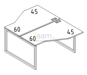 Мебель для персонала Рабочая станция со столами эргономичными "Техно" на металлокаркасе QUATTRO Б4 186 БП