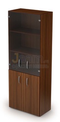 Кабинет руководителя Офисный шкаф книжный с фас. малый и стекло