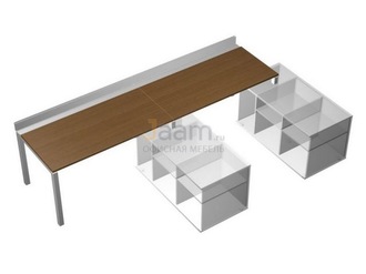 Мебель для персонала Рабочая станция (2х160) с ProSystem на 2-х опорных тумбах правых (БЕЗ ТУМБ) КВ 0121-2