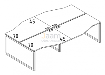Мебель для персонала Рабочая станция со столами эргономичными "Техно" на металлокаркасе QUATTRO Б4 191-2 БП