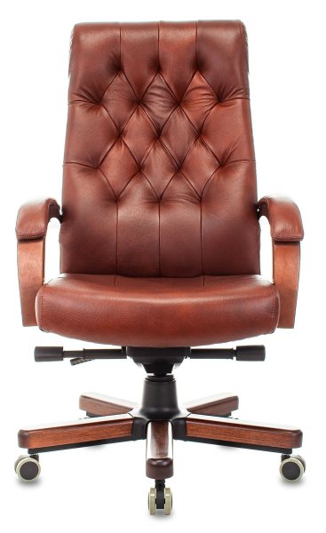 Кресло руководителя T-9928WALNUT светло-коричневый Leather EiCHel кожа крестов. металл/дерево (Светло-коричневый)