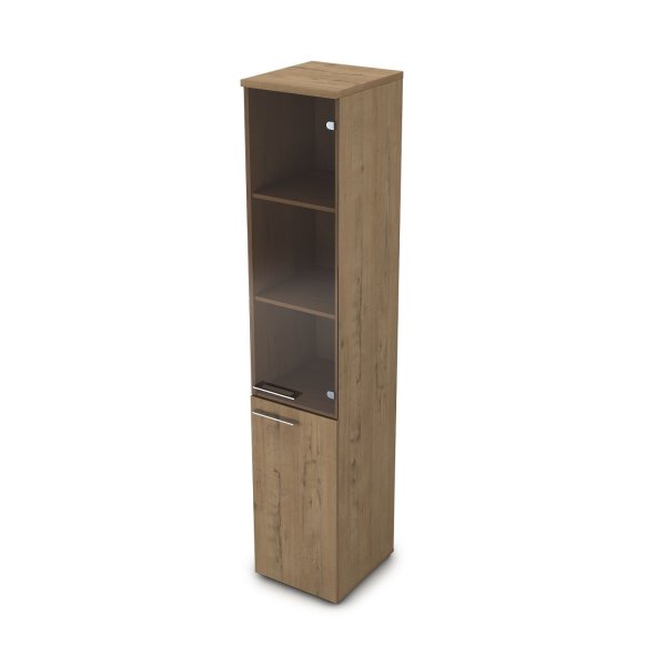 Пенал высокий со стеклом Gloss line 9НП.005.12 400x450x2045 (Teakwood)