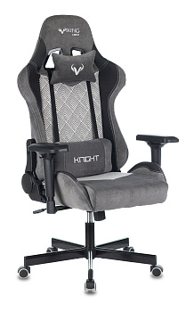 Кресло игровое Zombie VIKING 7 KNIGHT Fabric серый Loft ромбик ткань/эко.кожа с подголов. крестов. м