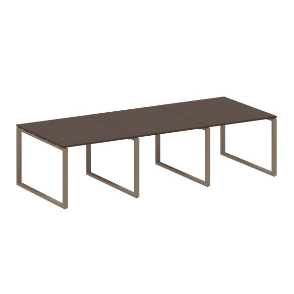 Переговорный стол 3 столешницы Metal System Style БО.ПРГ-3.1 3000x1235x750 (Венге Цаво/Мокко металл)