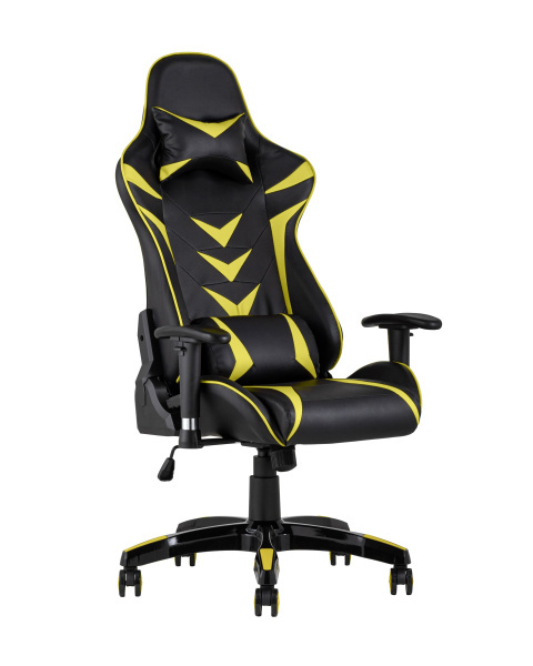 Кресло игровое TopChairs Corvette желтое (Геймерское кресло Corvette черный, желтый)