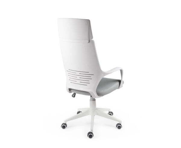 Кресло офисное / IQ / (white+grey) белый пластик / серая ткань