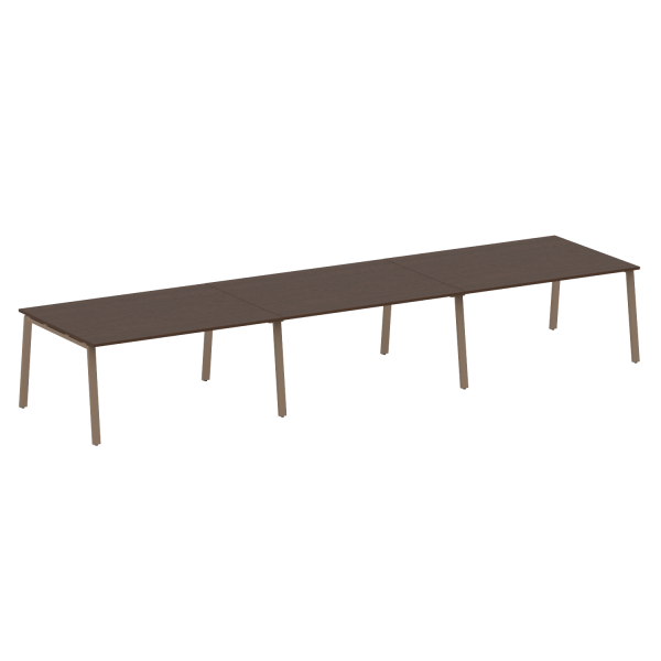 Стол для переговоров (3 столешницы) на А-образном м/к Metal System Style БА.ПРГ-3.4 4800x1235x750 (Венге Цаво/Мокко металл)