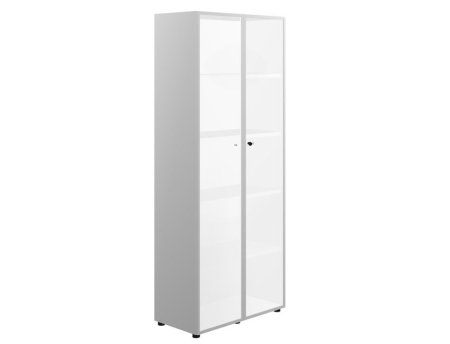 Шкаф высокий со стеклом 2-дв. (стекло мокка + рама хром) Z2 IDEV86S K С 860x450x2140 (Орех каналетто)