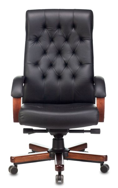 Кресло руководителя T-9928WALNUT черный кожа крестов. металл/дерево