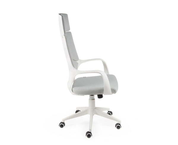Кресло офисное / IQ / (white+grey) белый пластик / серая ткань