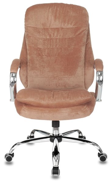 Кресло руководителя T-9950SL Fabric светло-коричневый Velvet 90 крестов. металл хром (Светло-коричневый)
