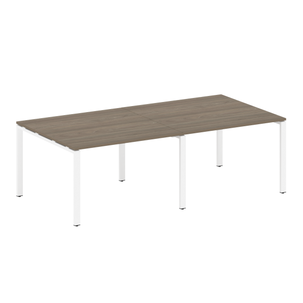 Переговорный стол 2 столешницы Metal System Style БП.ПРГ-2.2 2400x1235x750 (Вяз/Белый металл)