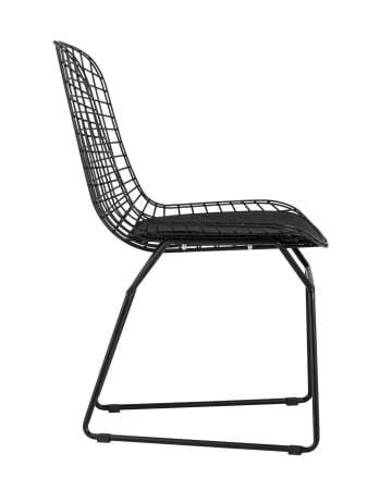 Стул обеденный Bertoia черный с черной подушкой (Стул кухонный Bertoia черный)