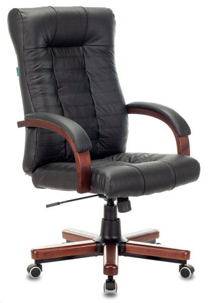 Кресло руководителя KB-10WALNUT черный кожа крестов. металл/дерево
