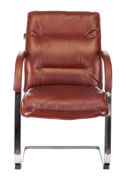 Кресло T-9927SL-LOW-V светло-коричневый Leather EiCHel кожа низк.спин. полозья металл хром