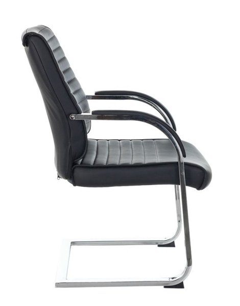 Кресло T-8010N-LOW-V черный Leather Black эко.кожа низк.спин. полозья металл хром
